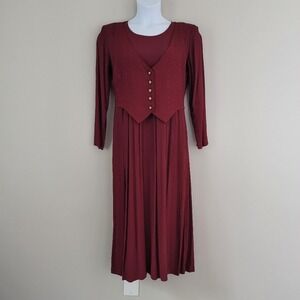 Vintage JUST IN THYME Size 10 Peasant Cottagecore Renaissance Dress with Vest